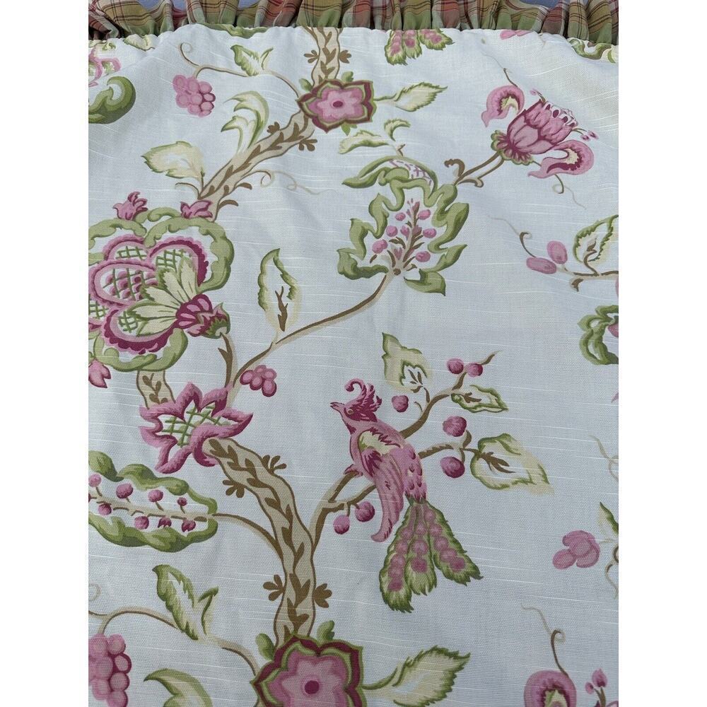 VTG European Pillow Sham Pink Green Floral Plaid French Country Ruffled - Picture 5 of 8